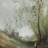 Maler des 19. Jh. wohl französisch. ''Wäscherin vor dem Dorf'', lichte… - Foto 1