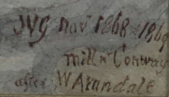 Maler des 19. Jh. ''Mühle in Conwy'', Landschaftsdarstellung mit Fraue… - Foto 3 Maler des 19. Jh. ''Mühle in Conwy'', Landschaftsdarstellung mit Fraue… - Foto 3