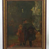 Maler des 19. Jh. ''Auf dem Weg zum Einkauf'', Vater und Tochter mit K… - photo 2