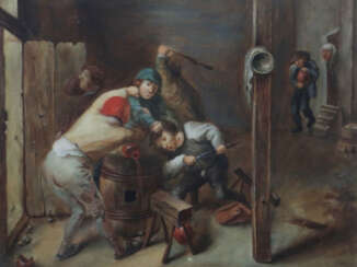 Flämischer Maler des 19. Jh. ''Bauernprügelei'', Blick in ein Wirtshau…