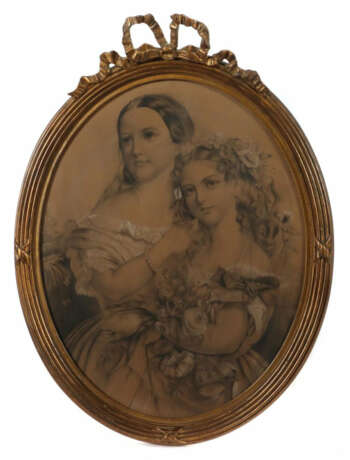 Maler des 19. Jh. ''Zwei Damen'', Bildnis zweier junger Frauen, modisc… - photo 1 Maler des 19. Jh. ''Zwei Damen'', Bildnis zweier junger Frauen, modisc… - photo 1