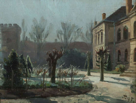 Monogrammist des 19. Jh. ''Schlosshof mit Bäumen'', Blick auf einen kl… - photo 1