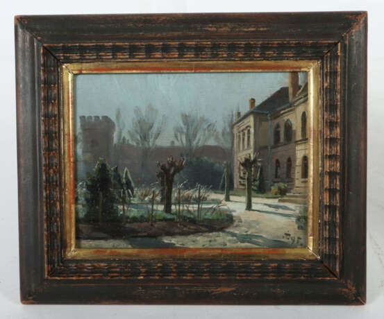 Monogrammist des 19. Jh. ''Schlosshof mit Bäumen'', Blick auf einen kl… - photo 2