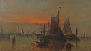 Webster, George 1797 - 1864, englischer Marinemaler. ''Abendlicher Haf…