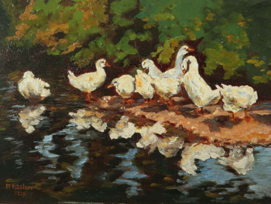 Kastner, M. Maler des 19./20. Jh.. ''Enten am Wasser'', stilisierte Da… - photo 1 Kastner, M. Maler des 19./20. Jh.. ''Enten am Wasser'', stilisierte Da… - photo 1
