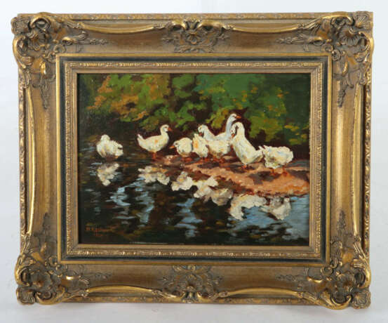 Kastner, M. Maler des 19./20. Jh.. ''Enten am Wasser'', stilisierte Da… - photo 2 Kastner, M. Maler des 19./20. Jh.. ''Enten am Wasser'', stilisierte Da… - photo 2