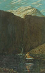 Maler des 19./20. Jh. schweizer Symbolismus, ''Dame am Wasserfall'', F…