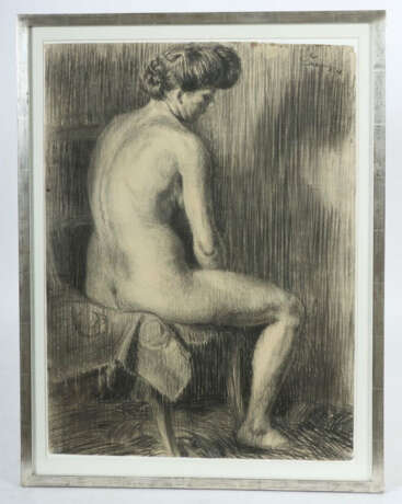 Maler des 19./20. Jh. ''Weiblicher Rückenakt'', eine junge Frau auf ei… - photo 2