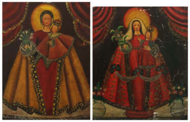 Maler des 19./20. Jh. wohl Cusco-Schule, 2x ''Maria mit Jesuskind'', z…