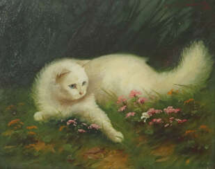 Boleradszky, Beno 1885 - 1957, ungarischer Maler. ''Katze zwischen Blu…