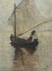 Maler/Kopist des 20. Jh. ''Bauernpaar im Segelboot'', bei Windstille a…