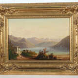 Maler des 20. Jh. ''Alpine Seelandschaft'', Blick auf Häuser an einem … - photo 2
