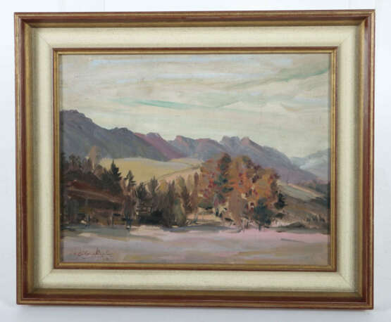 Maler des 20. Jh. ''Berglandschaft im Morgenrot'', Blick auf eine berg… - photo 2