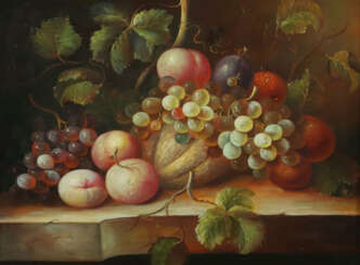 Maler des 20. Jh. ''Früchtestillleben'', auf einer Steinplatte arrangi…
