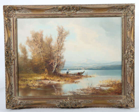 Wagner, Hans 1924 - ca. 1982, deutscher Maler. ''Fischer am Bergsee'',… - photo 2 Wagner, Hans 1924 - ca. 1982, deutscher Maler. ''Fischer am Bergsee'',… - photo 2