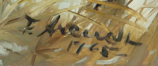 Arendt, Fred 1928 - 2014, deutscher Maler. ''Büffel von Wölfen umringt… - photo 3 Arendt, Fred 1928 - 2014, deutscher Maler. ''Büffel von Wölfen umringt… - photo 3