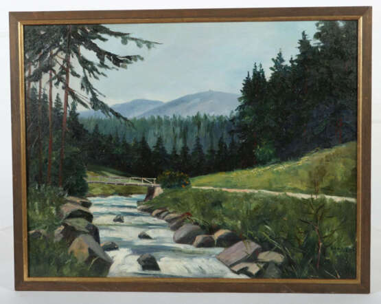 Maler des 20./21. Jh. ''Flusslandschaft'', an einer Brücke über einem … - photo 2