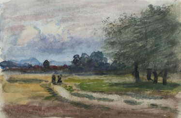 Maler des 20./21. Jh. ''Zwei Landschaften'', Landschaft mit Weg und Bä…