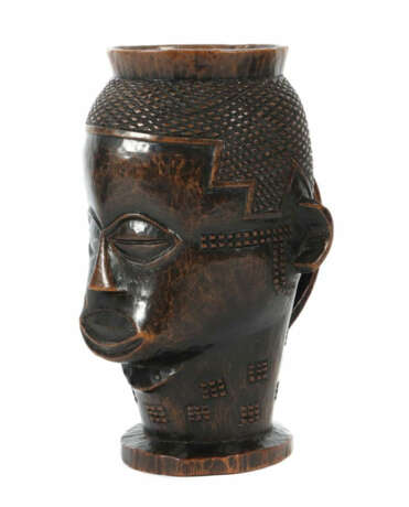 Palmweinbecher der Kuba DR Kongo, Holzbecher in Form eines Kopfes mit … - photo 1 Palmweinbecher der Kuba DR Kongo, Holzbecher in Form eines Kopfes mit … - photo 1