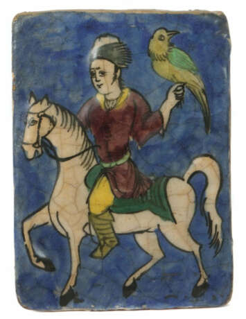 Bildfliese Persien, Iznik, Qajar Keramik, relieferte Front mit Reiter,… - photo 1