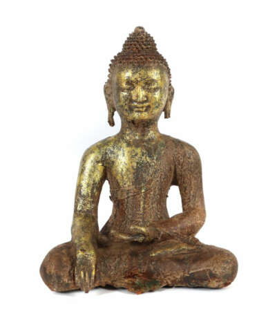 Buddha Shakyamuni Burma, 2. Hälfte 20. Jh., Metallguss, vergoldet, im … - фото 1