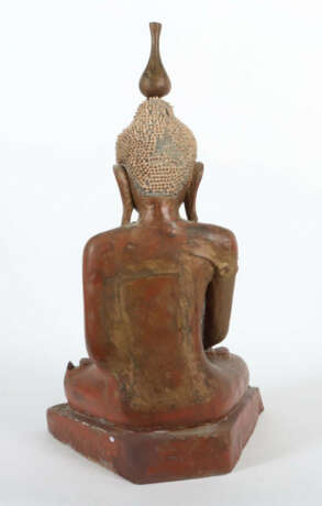 Buddha Burma, Mitte 20. Jh., Lacquerware, schwarz grundiert, rot lacki… - photo 2