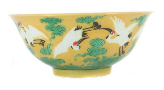 Schale mit Kranichen China, Porzellan, dünnwandig, kaiserliche Yongzhe… - Foto 1