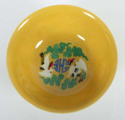 Schale mit Kranichen China, Porzellan, dünnwandig, kaiserliche Yongzhe… - Foto 2