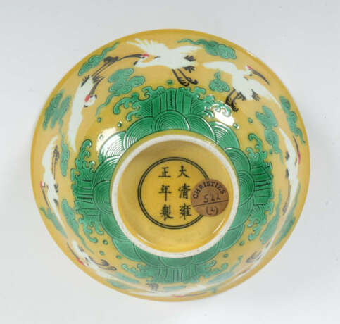 Schale mit Kranichen China, Porzellan, dünnwandig, kaiserliche Yongzhe… - Foto 3