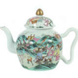 Famille Rose-Teekanne China, 19./20. Jh., Porzellan, weiß glasiert, um… - photo 1