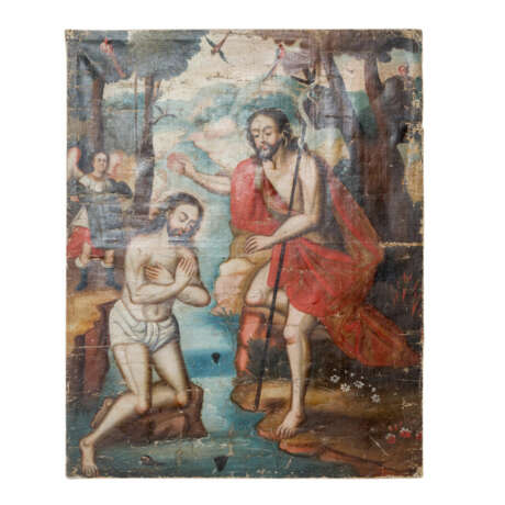 Maler der SCHULE VON CUSCO, Peru 18./19. Jahrhundert, "Taufe Christi", - Foto 3