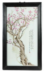 Famille Rose-Porzellanbild China, 20. Jh., Porzellan, glasiert, Aufgla…