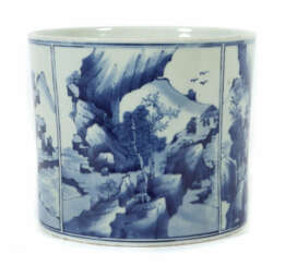 Vasengefäß China, wohl 20. Jh., Porzellan, blaue Unterglasurmalerei, d…