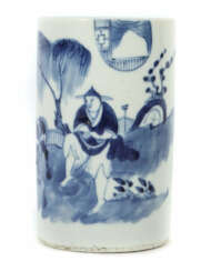 Pinseltopf China, Qing-Dynastie, 19. Jh., Porzellan, Zylinderform, Unt…