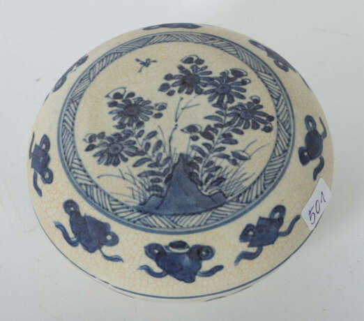 Deckeldose China, Kangxi, 1661 - 1722, Feinsteinzeug, unglasiert, blau… - Foto 2
