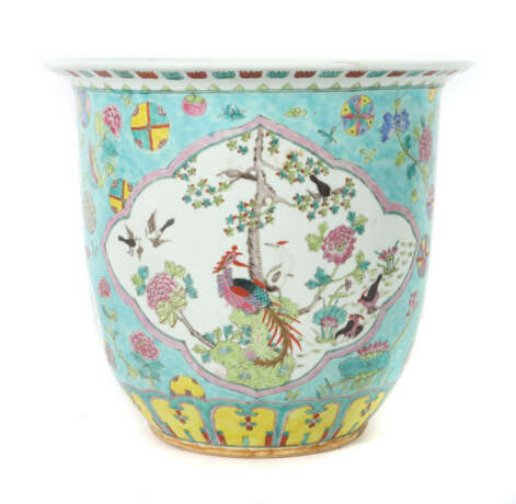 Famille Rose-Übertopf China, 2. Hälfte 20. Jh., Porzellan, polychrome … - photo 1