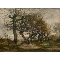 KEELHOFF, FRANS (1820-1891, a Belgian landscape painter), "head grazing on a dam",