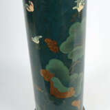 Blumensäule China, 20. Jh., Hohlzylinder, lackiertes Dekor mit Seerose… - Foto 2