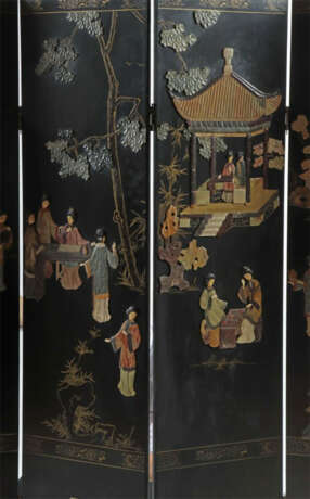 Paravent China, 20. Jh., schwarz lackierte Holzelemente mit Scharnierv… - фото 2 Paravent China, 20. Jh., schwarz lackierte Holzelemente mit Scharnierv… - фото 2