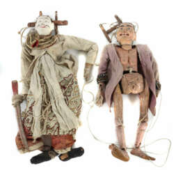 2 Marionetten 18./19. Jh., Asien, Holz, geschnitzt, mehrgliedrige Körp…