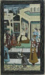 Audienz im Palast Indien, 19./20. Jh., Gouache auf Seidenstoff, höfisc…