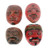 Vier Theatermasken Jakarta, Java, Indonesien, 1. Hälfte 20. Jh., Holz,… - photo 1