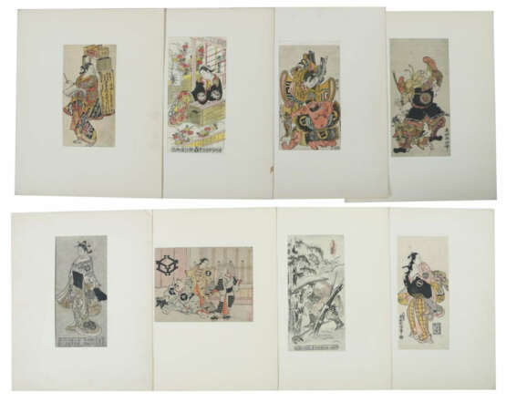 8 Holzschnitte Japan, 20. Jh., auf feinem Pergament im Passepartout, n… - photo 1 8 Holzschnitte Japan, 20. Jh., auf feinem Pergament im Passepartout, n… - photo 1