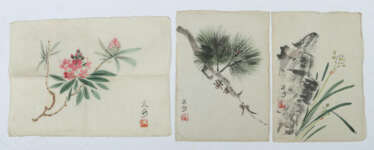 Künstler des 19./20. Jh. Japan, Tuschezeichnung, drei variierende, flo…