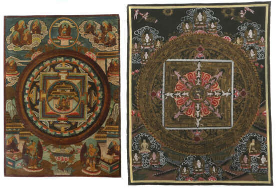 2 Mandala Thangkas Nepal, 1. Hälfte 20. Jh., Tempera auf Leinen, ein T… - photo 1