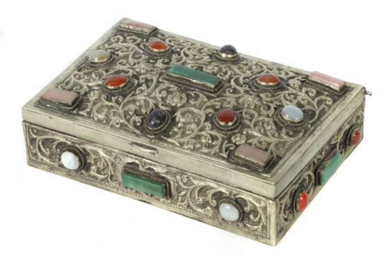 Schmuckschatulle Wohl Nepal, 2. Hälfte 20. Jh., Metall, versilbert, di… - photo 1