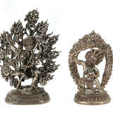 2 Miniaturen Nepal, Mitte 20. Jh., Silber, säuregeprüft, ca. 470g, bes… - фото 1