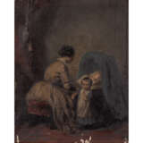MALER/IN 19. Jahrhundert, "Junge Mutter mit Kindern in der Stube", - Foto 1