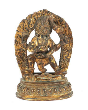 Miniatur des Black Jambala Tibet, 18. Jh., Bronze, vergoldet, mit eing… - photo 1 Miniatur des Black Jambala Tibet, 18. Jh., Bronze, vergoldet, mit eing… - photo 1