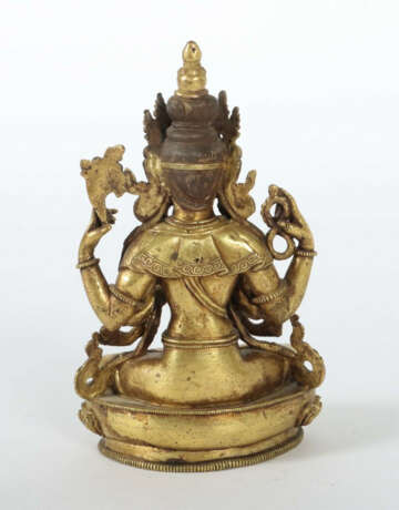 Vierarmiger Bodhisattva Avalokitesvara Tibetochinesisch, 19. Jh., Bron… - photo 2 Vierarmiger Bodhisattva Avalokitesvara Tibetochinesisch, 19. Jh., Bron… - photo 2